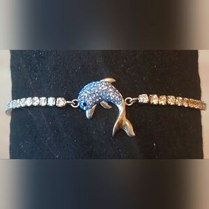 Blue Dolphin Bracelet with Rhinestones